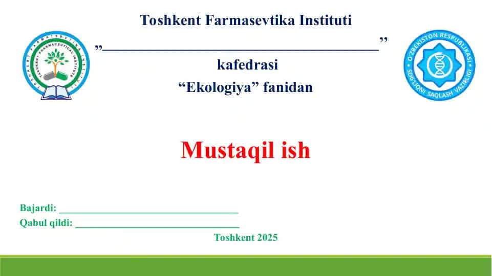17. Moslashuv samaradorligi. Kasalliklarning ekologik jihatlari, Taqdimot 11 bet.