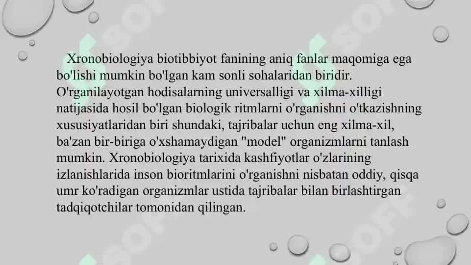 19. Xronobiologiya. Bioritmlarning moslashuvchanligi. Taqdimot 11 bet. 4