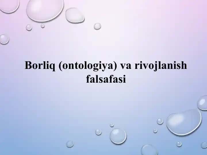 Borliq (ontologiya) va rivojlanish falsafasi
