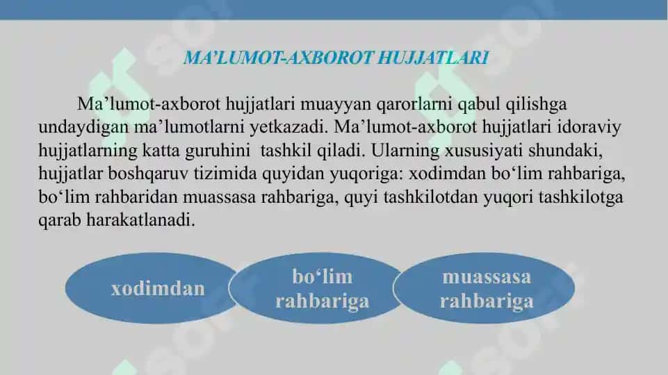 Ma'lumot-axborot hujjatlari ariza, tushuntirish hati, bildirishnoma, tilxat Tavsifnoma 3