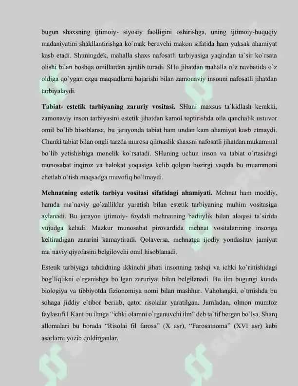 Bola tarbiyasida estetik his-tuyg‘u tarbiyasining o‘rni 6