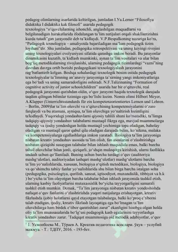 KREATIV YONDASHUV ASOSIDA O’QITISH TAMOYILLARI 2