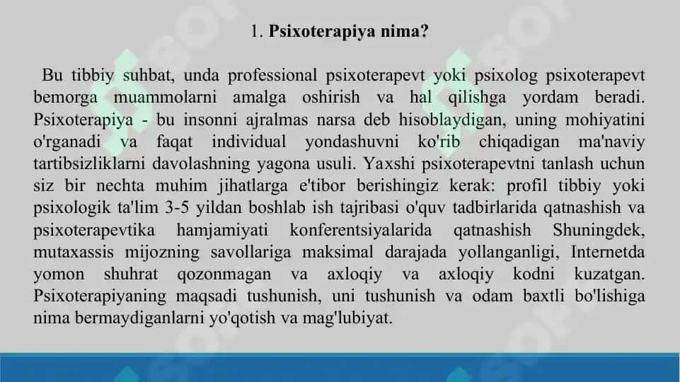 5. Bemorlarga psixoterapevtik ta'sir qilish usullari. Taqdimot 13 bet. 3
