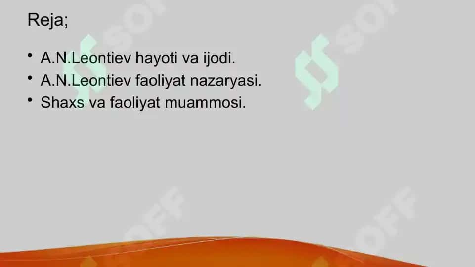 A.N.Leontiev asarlari shaxs va faoliyat muammosi 2
