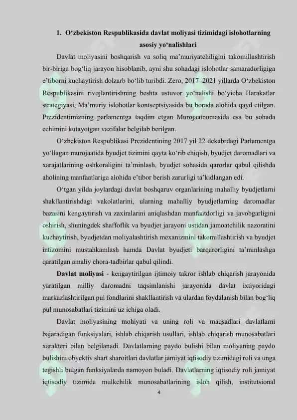 DAVLAT MOLIYASI VA UNING ASOSIY YO’NALISHLARI 4
