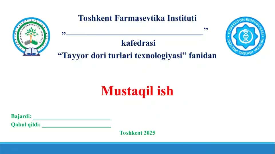 4. Farmatsevtik eritmalarning sifatini baholash. Taqdimot 19 bet.
