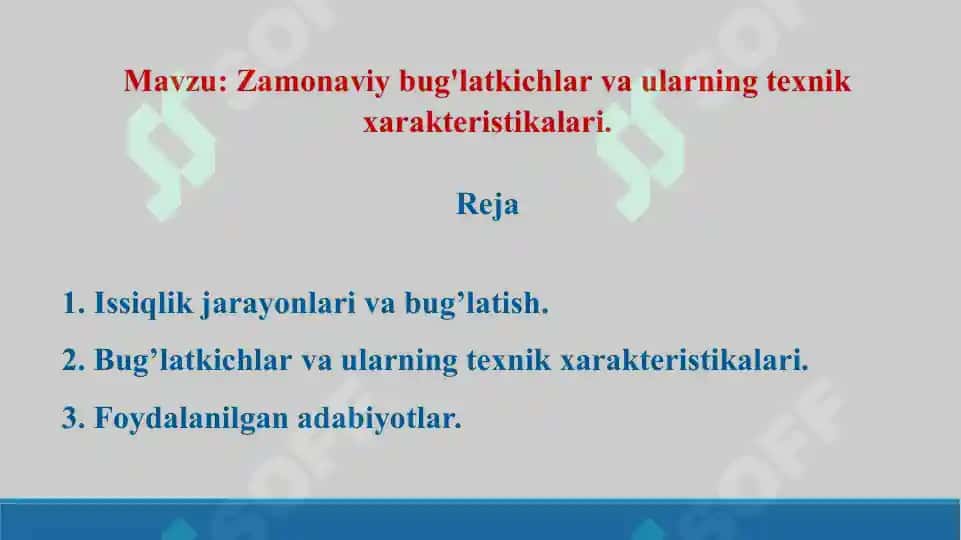 10. Zamonaviy bug'latkichlar va ularning texnik xarakteristikalari. Taqdimot 11 bet. 2
