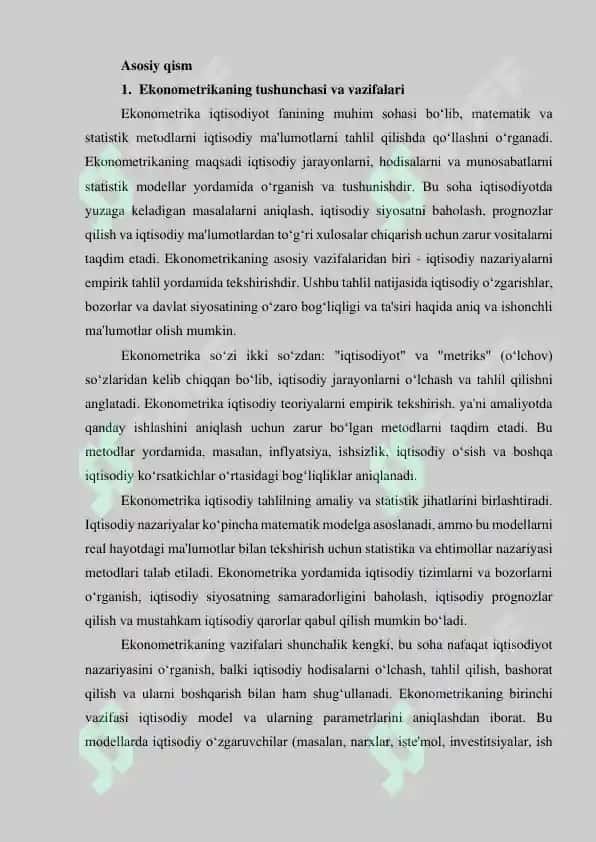 EKONOMETRIKA VA UNUNG ASOSLARI 4