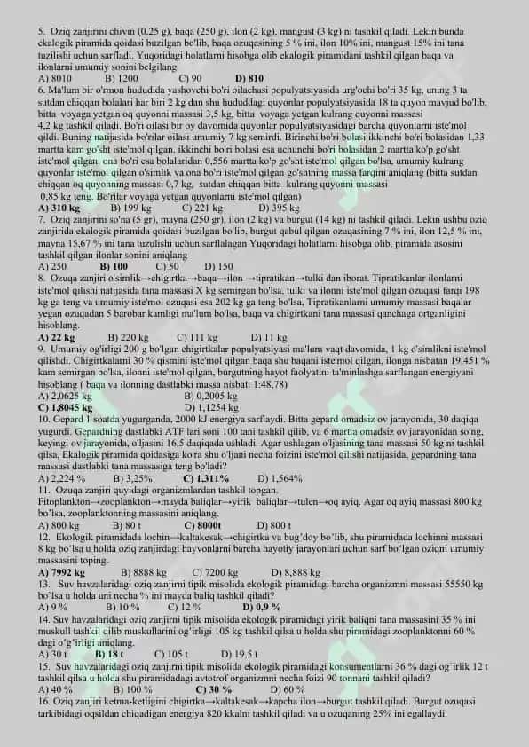 Biologiyadan test 4