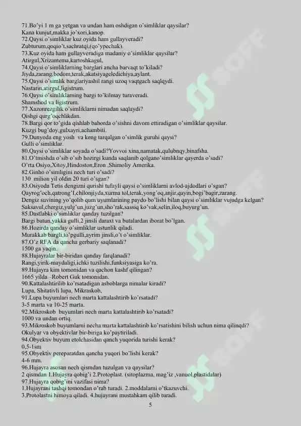 Biologiyadan test 5