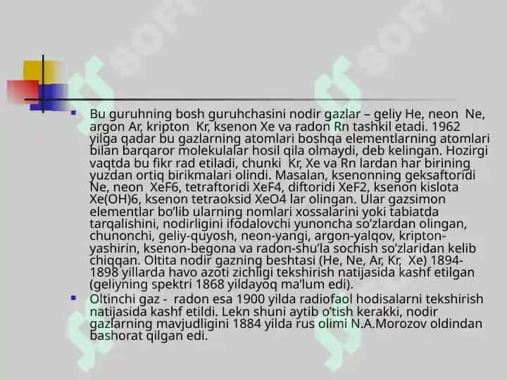 Inert gazlarning olinishi, xossalari va birikmalari 3