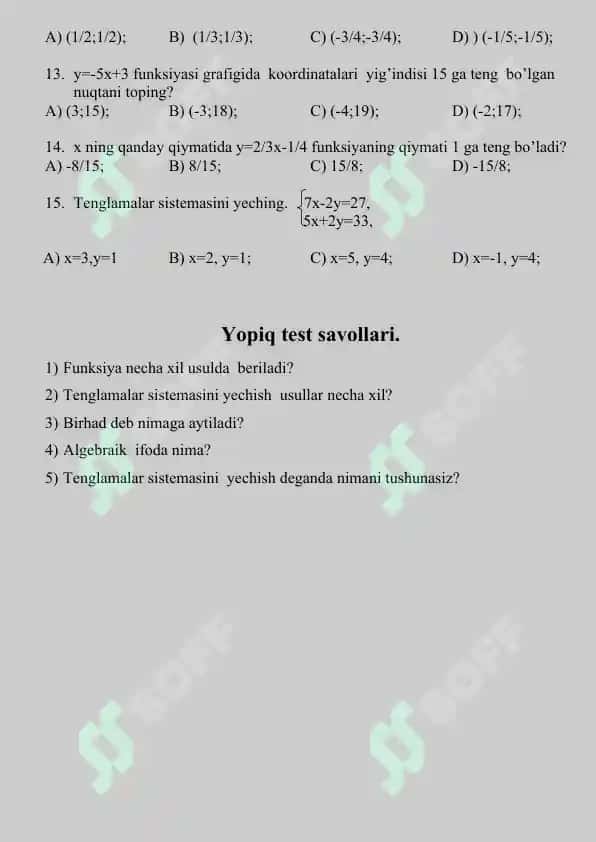 Matematika test 2