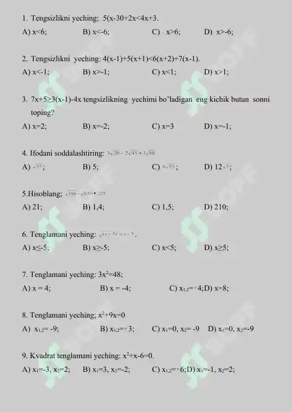 Matematika test 4