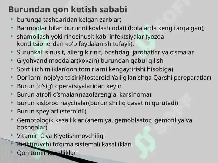 LOR a’zolarida qon ketish Mahalliy gemostaz uchun pereparatlar 3
