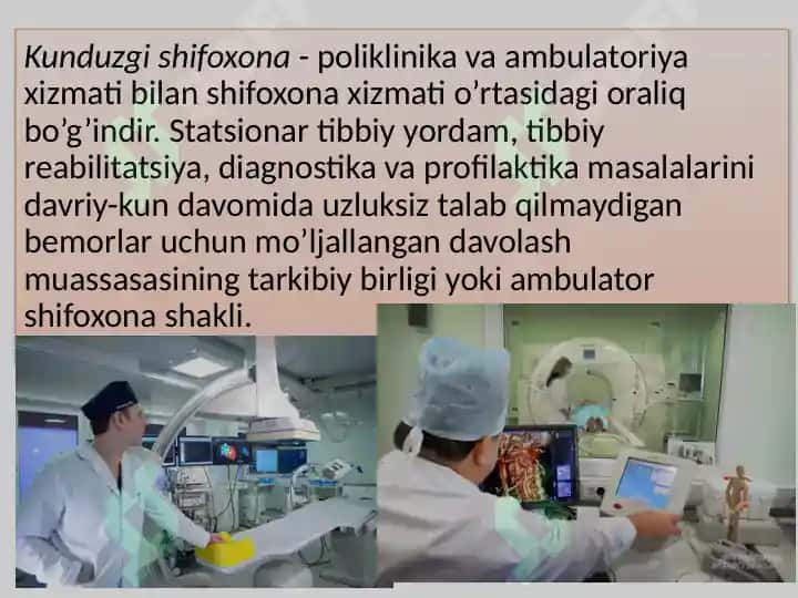 Davolash profilaktika muassalarining turlari va ularning faoliyatini tashkil etish 8