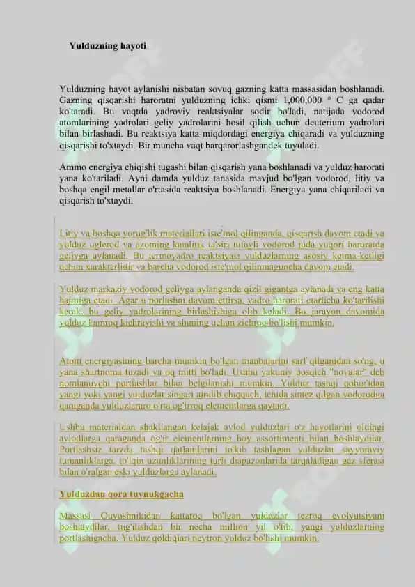 Yulduzlarining paydo bo'lishi va evalyutsiyasi 2