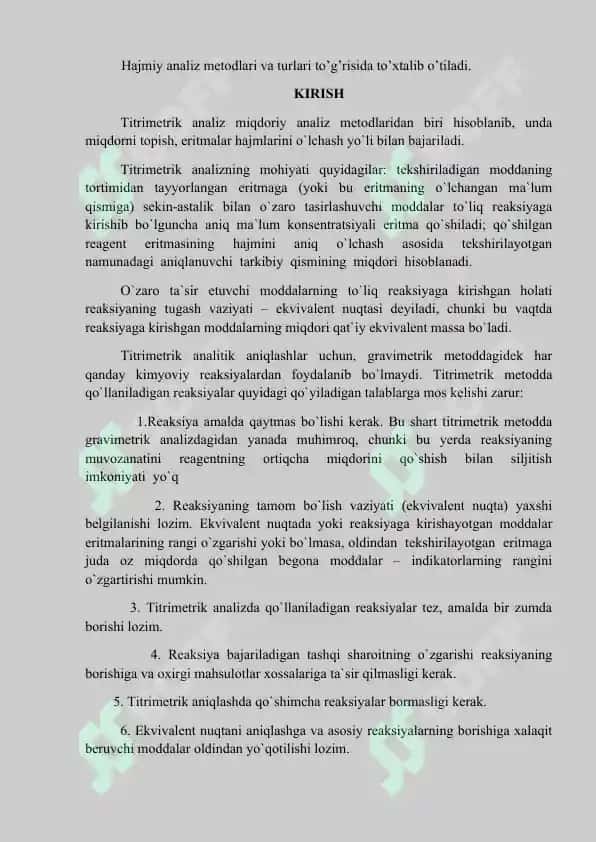 Geksatsionometrik va merkurometrik, argentometrik titrlash. 2