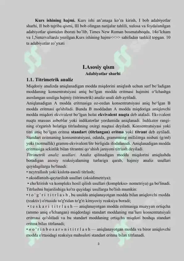 Bromatometriya,xloryodometriya,nitriometriya usullarini qo’llanishi. 3