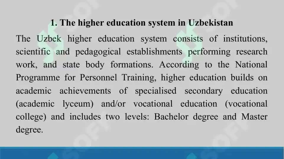 2.1. The Higher education in Uzbekistan. Taqdimot 13 bet 3