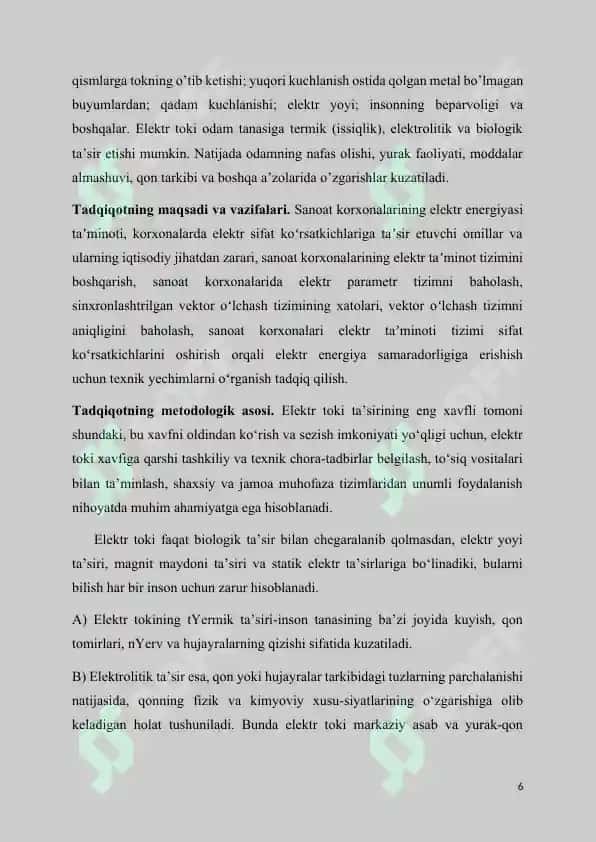 Ishlab chiqarish korxonalari elektr dvigatillarining yong’in xavfi rejimini modellashtirish 6