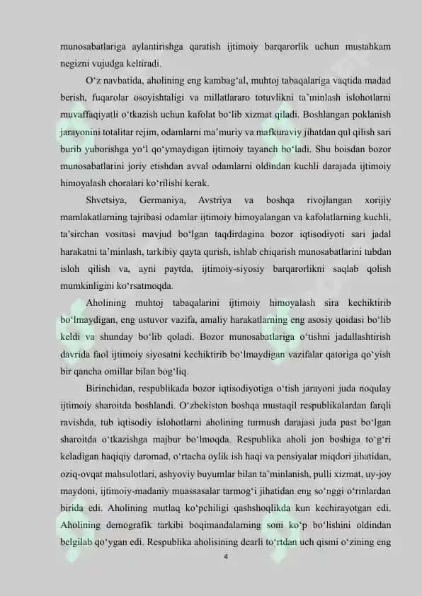 JAMIYATNING IJTIMOIY SOHASI VA DAVLATNING IJTIMOIY SIYOSAT 4