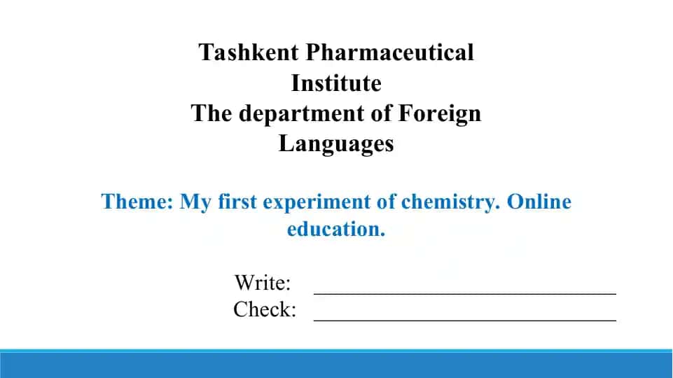 1.2. My first experiment of chemistry. Taqdimot 12 bet
