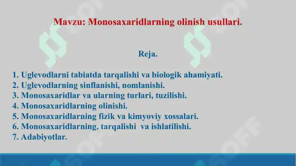 Monosaxaridlarning olinish usullari. Taqdimot 18 bet 2