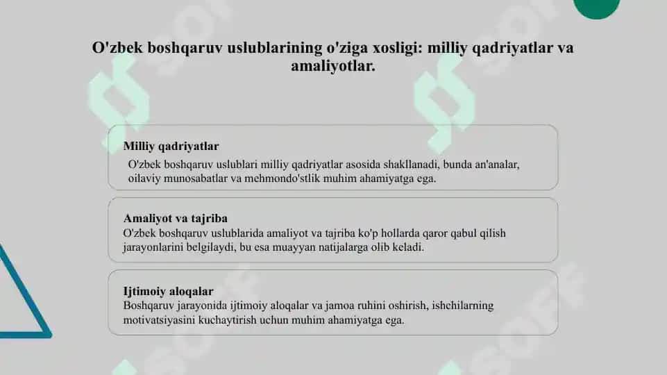 Boshqaruv uslublarining o`ziga xosligi 6