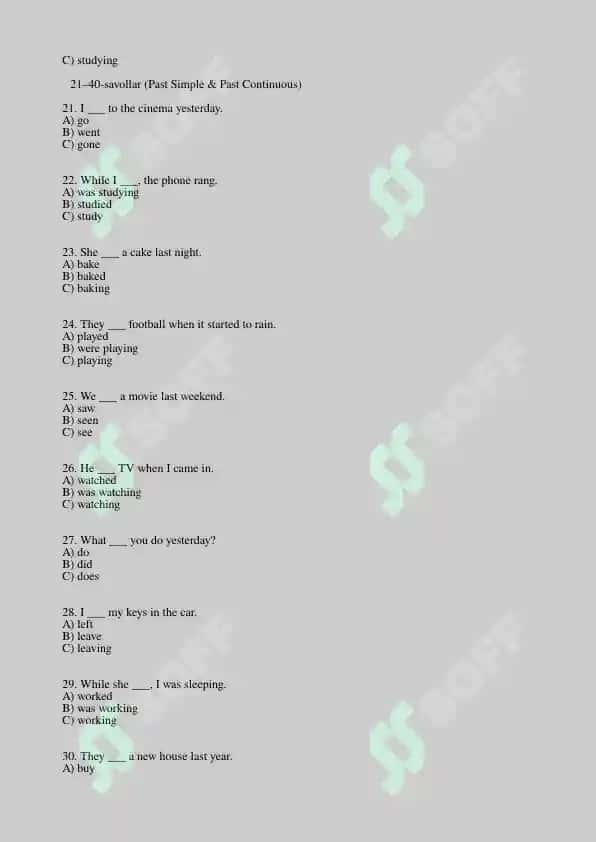 English Grammar Practice Questions: Present, Past, Future Tenses 3