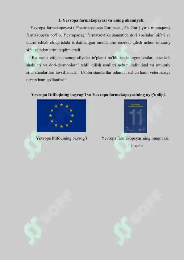 Yevropa farmakopeyasi. Referat, 10 sahifa. 2