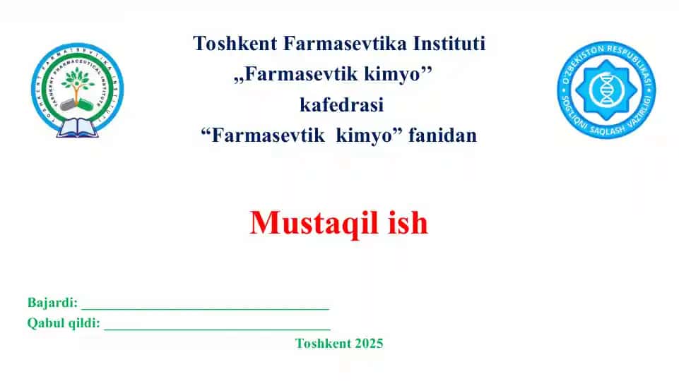 Dori moddalarining tahlilida zamonaviy IQ va UB-spektroskopiya usullarining qo'llanilishi. Taqdimot 16 bet