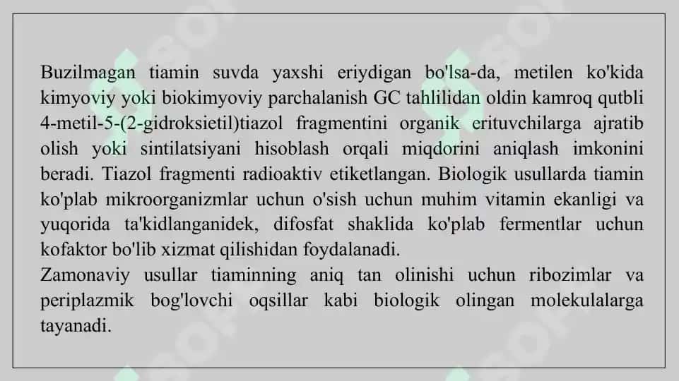 Vitamin B1 ning zamonaviy tahlil usullari. Taqdimot, 15 sahifa. 3
