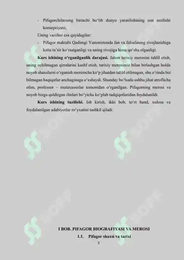 Kurs ishi: Pifagor olamining miqdoriy asosi haqidagi ta’limoti 3