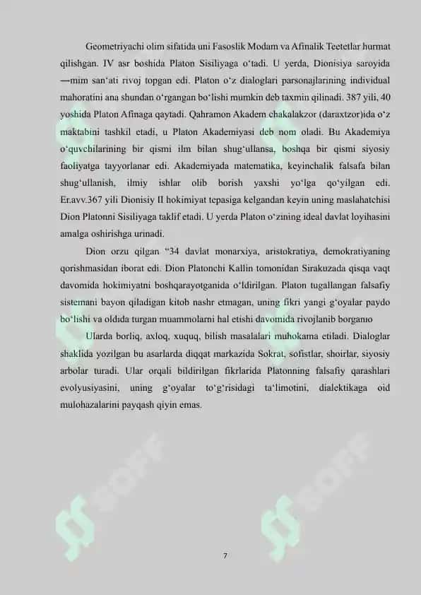 Platon “Dialoglar”ida mantiqqa oid g‘oyalar 7