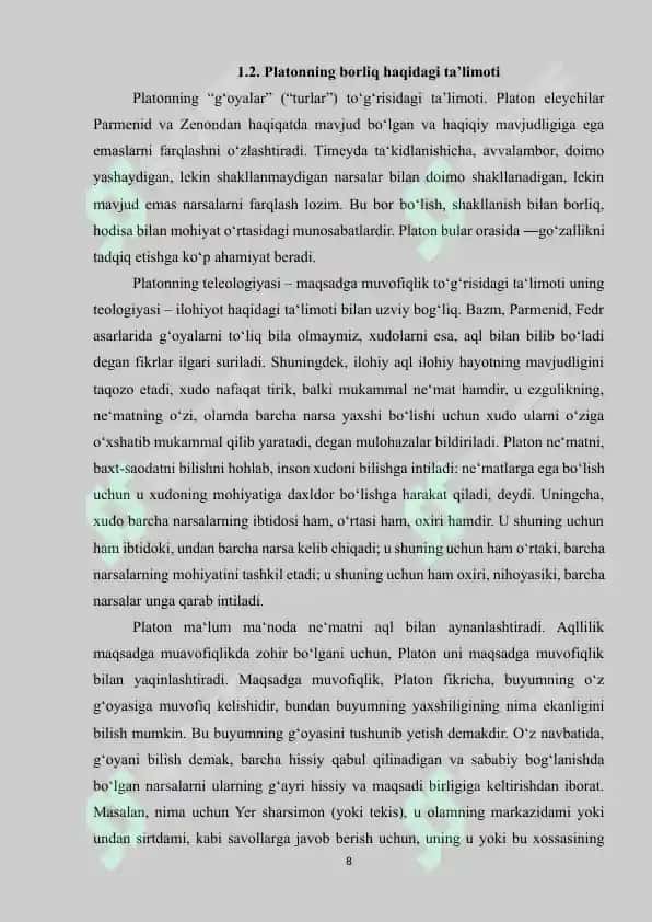 Platon “Dialoglar”ida mantiqqa oid g‘oyalar 8