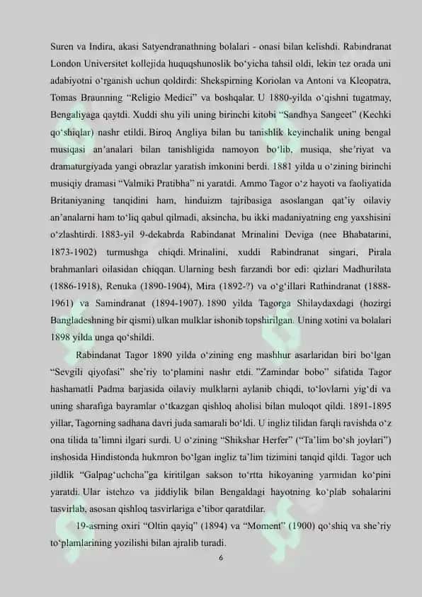 Robindranath Tagor dunyoqarashi (kurs ishi) 6