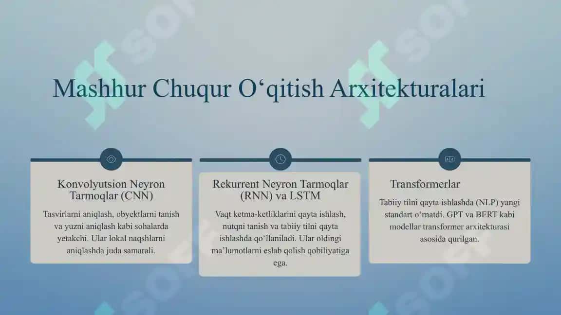 Chuqur o‘qitish usullari (Deep Learning) va ularning qo‘llanilishi. 3