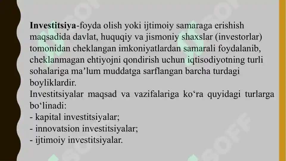 Investitsiyalar va investitsion siyosat 4