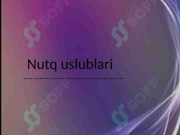 Nutq uslublari
