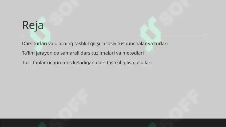 Dars turlari va tuzlishi 2