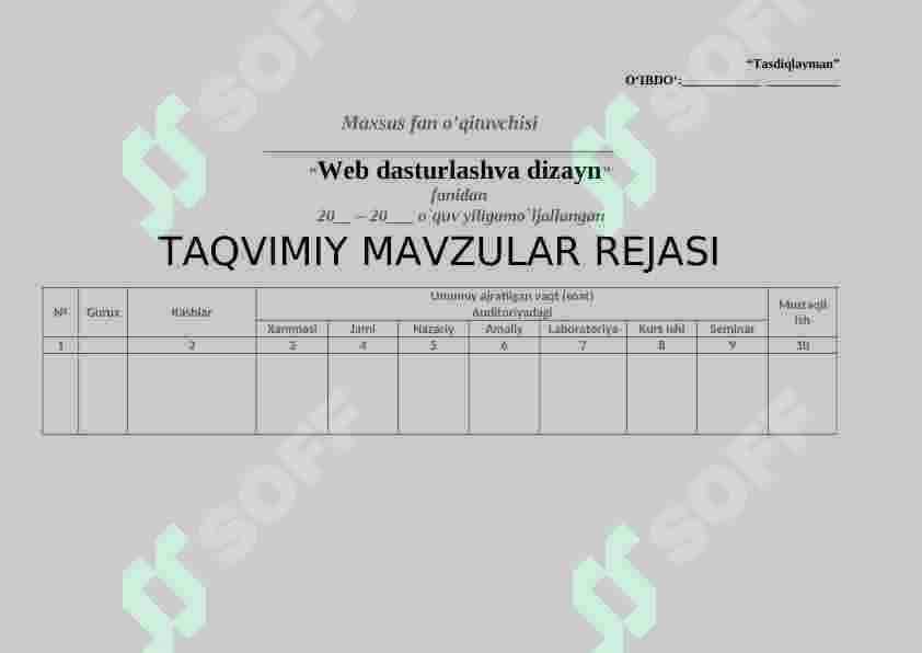 Web dasturlash fanidan o'qitish materiallari 3