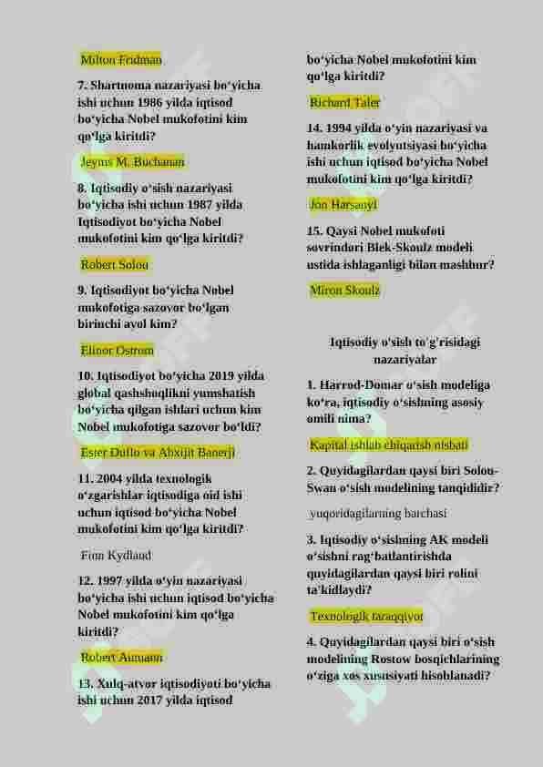Talimotlar tarixi test 3