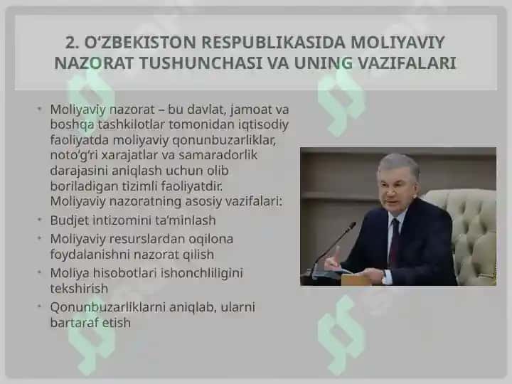 O‘zbekiston Respublikasi moliyaviy nazorat tizimida auditning roli 4
