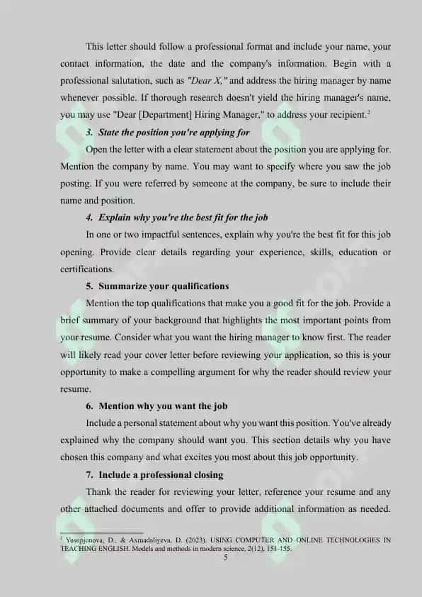 Writing a job application 5