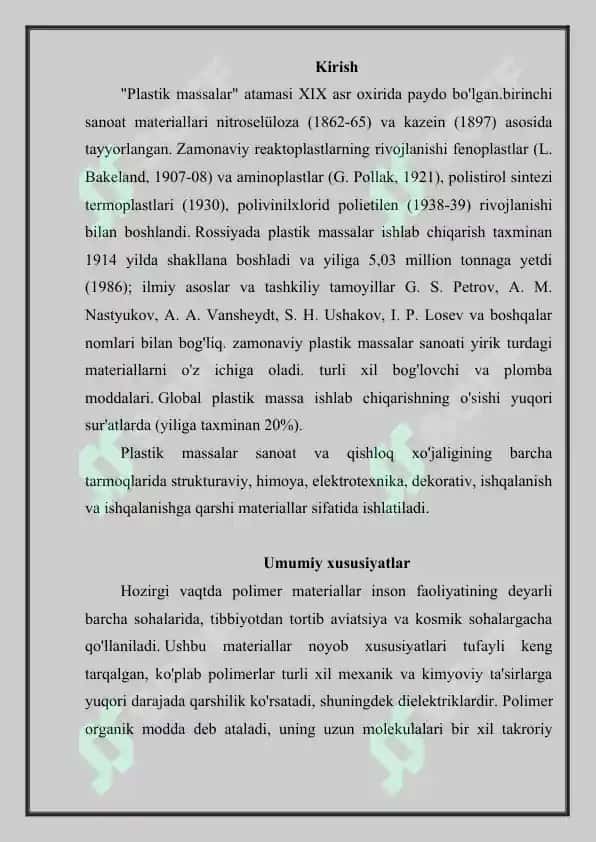 Termoreaktiv va termoplastik materiallar 2