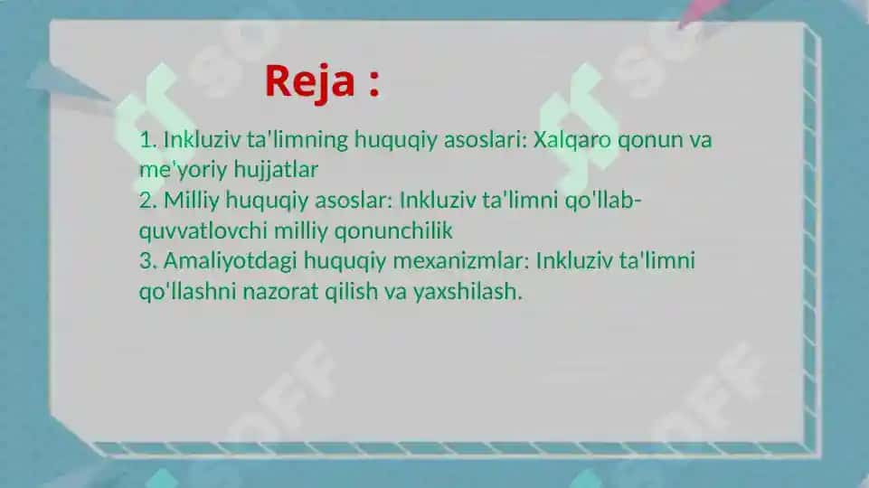 INKLUZIV TAʼLIMNING HUQUQIY ASOSLARI 2