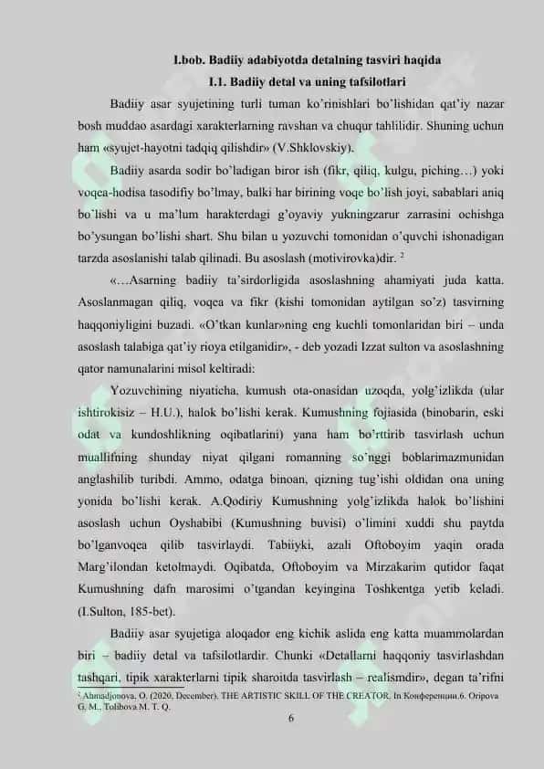 HIKOYADA DETALNING QO’LLANILISHI. NABI JALOLIDDIN HIKOYALARI MISOLIDA 6