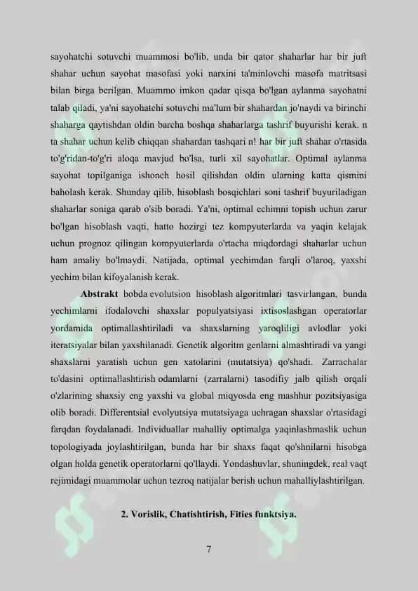 Evolutsion dasturlash. Genetik algoritm 7