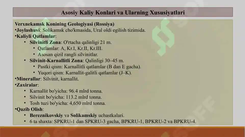 DUNYODAGI KALIY KONLARI VA ULARNING ZAXIRALARI 3