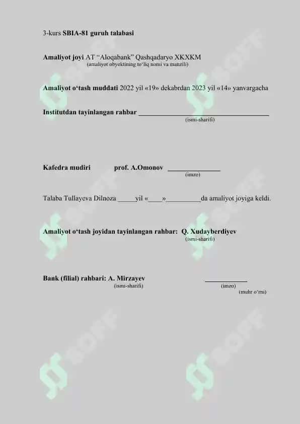 Aloqabank amaliyot hisoboti 3 kurs 2